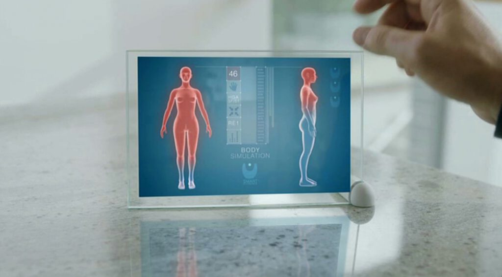 Vista del cuerpo percibido por la conciencia en un monitor
